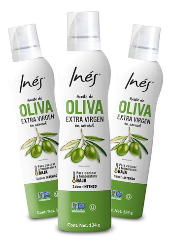 Aceite Oliva Extra Virgen Prensado Frio Spray 134g - 3 Pack