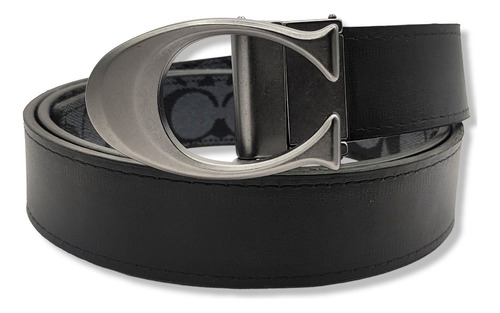Cinturon Coach Doble Vista Reversible Clasico Unisex Color Negro Diseño De La Tela Hebilla C Talla G (125cm)