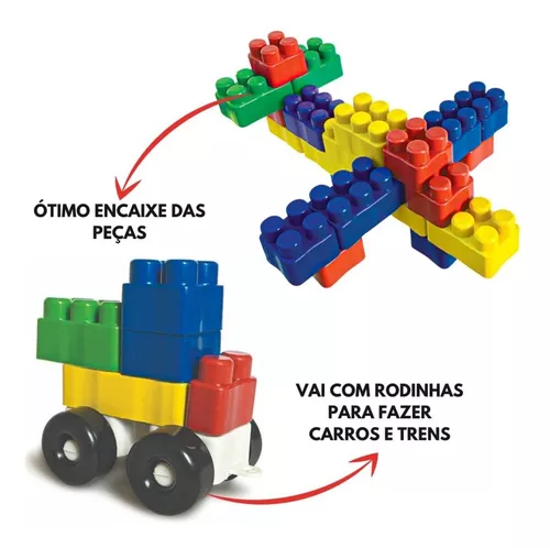 Blokitos 60 Peças Blocos de Montar Brinquedo Educativo de MadeiraBrinquedos  de MadeiraBambalalão Brinquedos Educativos