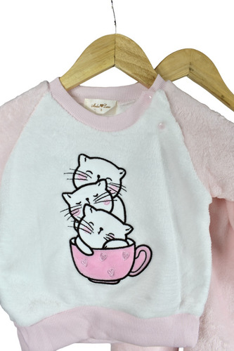 Pijama Polar Ultra Suave Bebe Niña Diseño Gatitos