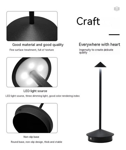 Lámpara De Mesa Led Recargable Táctil