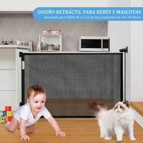 Baranda Reja Puerta Seguridad Retráctil Para Bebe Y Mascotas