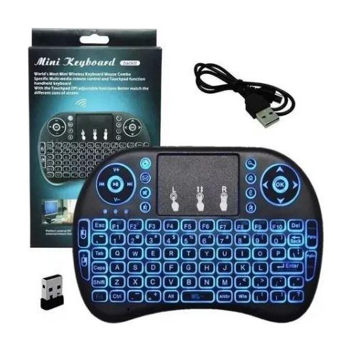 Mini Controle Sem Fio Portátil Com Luz Led Mouse Touchpad