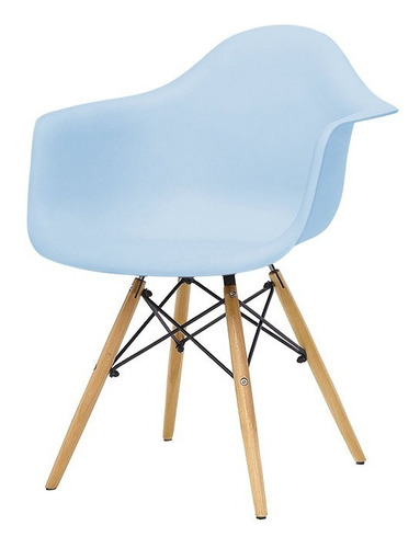 Sillon Eames De Comedor Patas De Madera Celeste