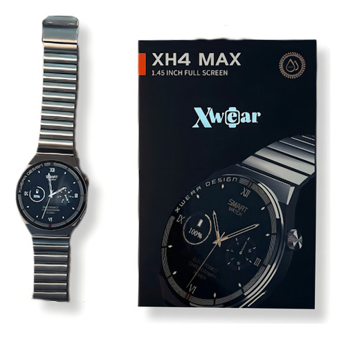 Relógio Smartwatch Executivo Xh4 Max Com 3 Pulseiras Caixa Prata Pulseira Prata Bisel Preto Desenho Da Pulseira 3 Cores