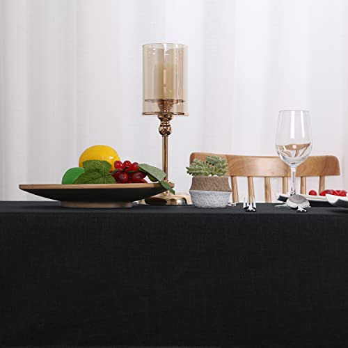 Mantel Rectangular De Lino Sintético Negro 70 X 300 Cm