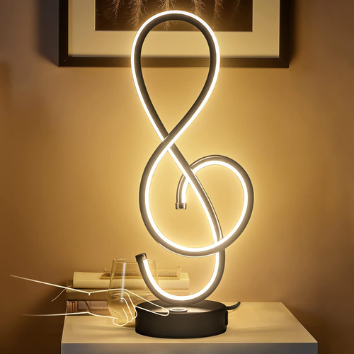 Leip - Lámpara De Mesa Moderna, Lámpara Led De Noche Con Pue