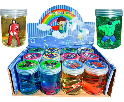 3 Slime Masa Elastica Con Muñeco Avengers Ironman Thor Hulk