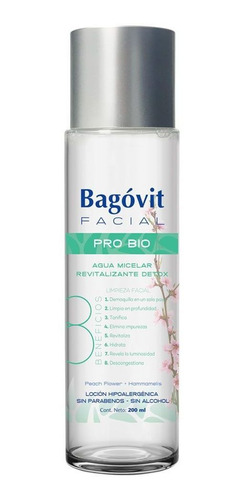 Bagóvit Facial Pro Bio Agua Micelar Detox Limpia Desmaquilla