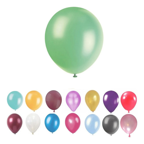 Globos Perlados X 50 Unidades 25 Cm Inflado Cotillon Fiesta Color Verde Claro Perlado