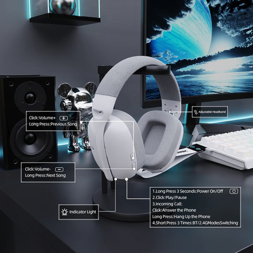 Headtset Gamer Sem Fio Attack Shark Com Microfone L80pro