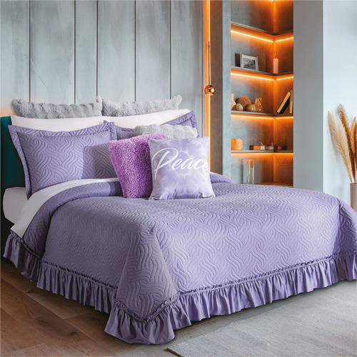 Colcha Neo Poliéster Individual Concord Color Lavanda Liso