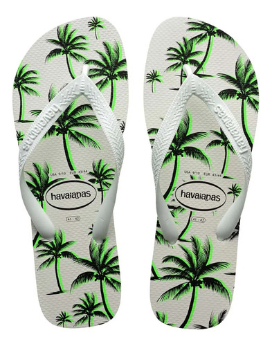 Chinelo Havaianas Aloha Branco E Verde Tamanho 41/42