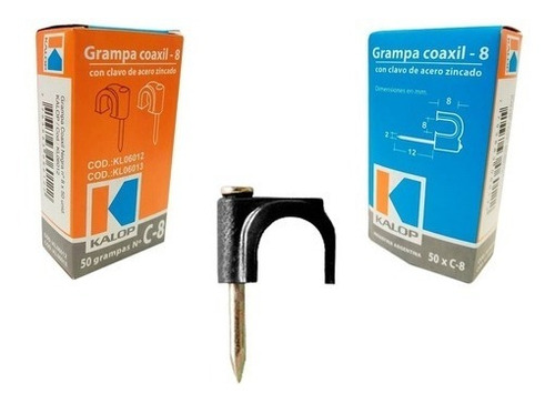 Grampas Clip Coaxil 6mm Clavo Acero Zincado Kalop Caja X50 U