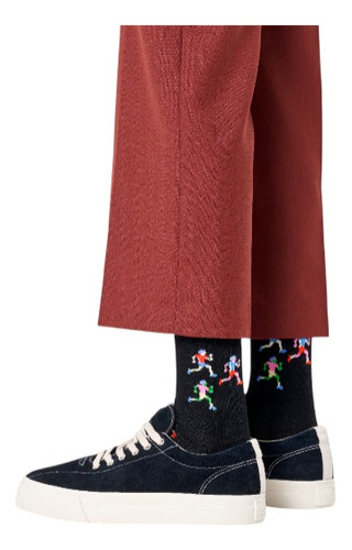 Calcetín Con Diseño Corredor Happy Socks Divertidos Negro Estampado 26 Cm - 30 Cm Del Pie