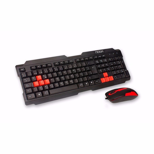 Imagen 5 de 6 de Kit de teclado y mouse gamer Noga NKB-300 Español España de color negro y rojo