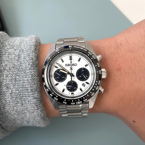Reloj Seiko Prospex Speedtimer Solar Chronograph Ssc813p1 Color De La Malla Plateado Color Del Bisel Negro Color Del Fondo Blanco