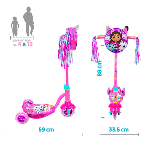 Scooter Patín Disney Gabby's Dollhouse Luces Apache En Caja (Usado)