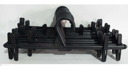 Imagem 5 de 7 de Kit 20 Cabides Saia Pregador Pressão Preta 34cm Reforçado