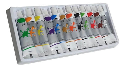 Set De Pinturas Acrílicas 12 Colores X 12ml