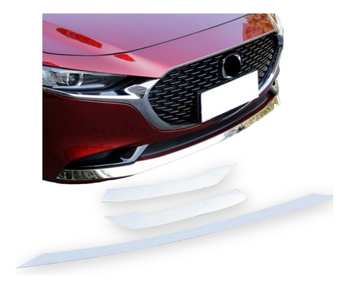 Lip Delantero Cromado 3 Piezas Mazda 3 2019 2020 2021