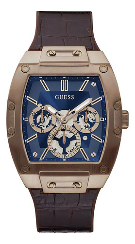 Relógio Guess Masculino Marrom Quadrado Gw0202g2 Original Cor Do Fundo Azul