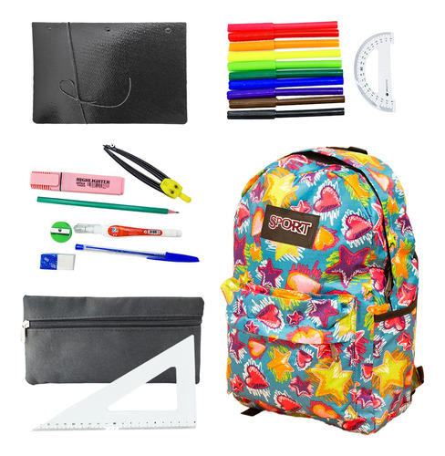 Kit Set Estudiantil Escolar Libreria Mochila Diseño