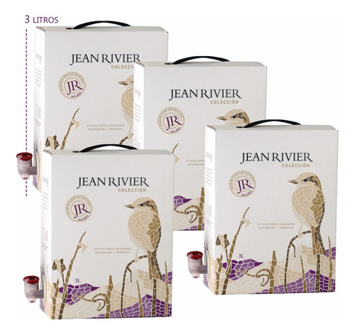 Vino Jean Rivier Malbec Barrica Bag In Box X4u. 3 Litros