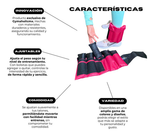 Polainas Peso Ajustable 16 Kg Gymaholicmx, Glúteo, Pierna