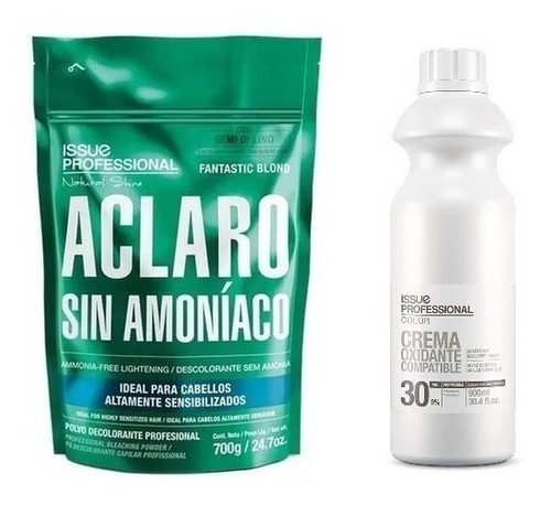 Kit Decolorante Issue Sin Amoniaco + Oxidante Compatible 