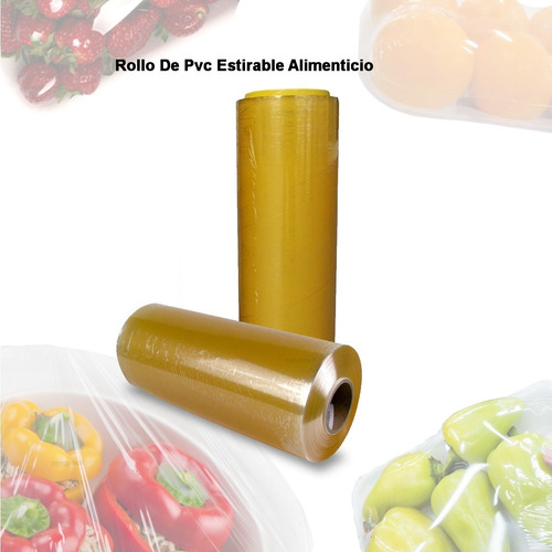 1 Rollo De Pvc Estirable Alimenticio De 35cms X 1200 Mts