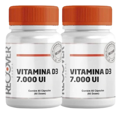 Kit 2 Vitamina D3 7.000ui - 60 Cápsulas Cada Frasco Sabor Natural