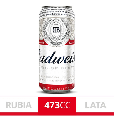 Cerveza Budweiser Lata 473ml / Precio Efvo C/u X Pack 24