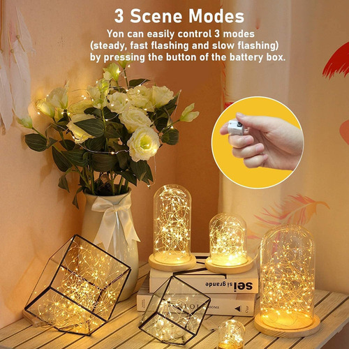 Aa Paquete De 50 Luces De Hadas Con Pilas, 3 Modos, 20 Led,