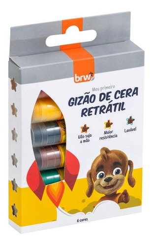 Gizão De Cera Retrátil De 6 Cores Gz1207 Brw