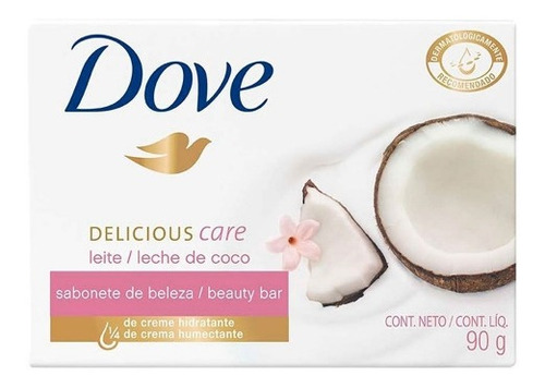 Imagen 2 de 3 de Barra De Jabon Dove Leche De Coco 90 Gramos Mojitos Bodegon