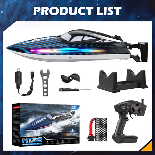 Barco De Control Remoto Rc De 30 Km/h Con 7 Modos De Luz Led