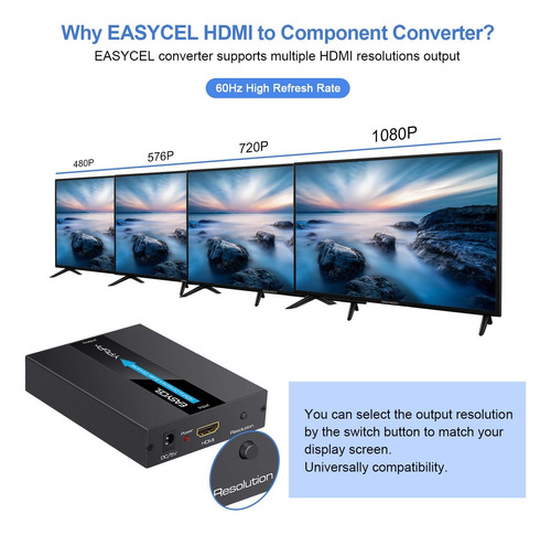 Easycel Hdmi To Component Converter With Scaler Function,...
