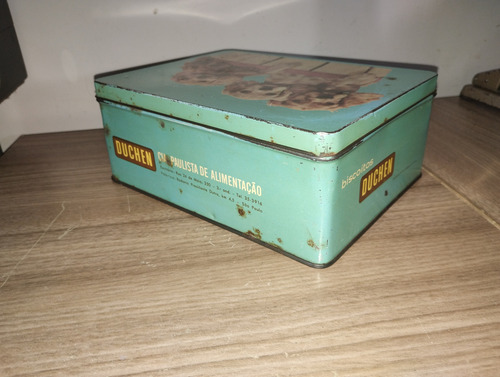 Caixa Lata De Biscoitos Antiga Duchen Decorada Cachorrinhos (Usado)