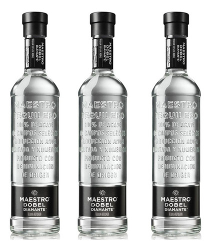 Paquete De 3 Tequila Maestro Dobel Diamante S/estuche 700 Ml