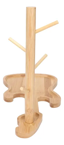 Jewelry Key Storage Rack Tray Wood Modern Guitar Shaped Base