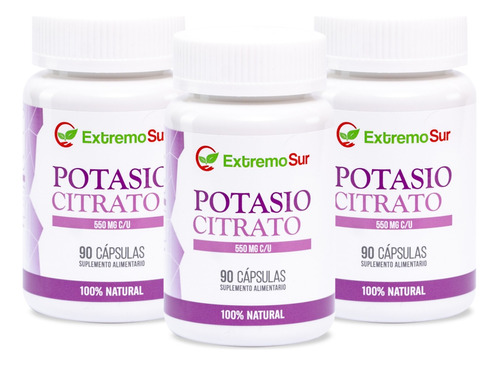 Pack 3 Potasio Citrato 550mg 270 Cápsulas