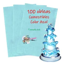 Comprar Oblea De Arroz 100 Pzas Color Azul Hoja Almidon Comestible 