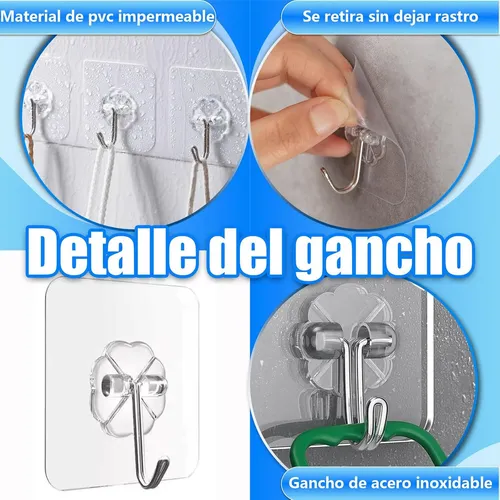 Set X20 Pcs Gancho De Pared Portatil Adhesivo Hasta 15 Kg Resistentes Para Colgar Alta Calidad Everest