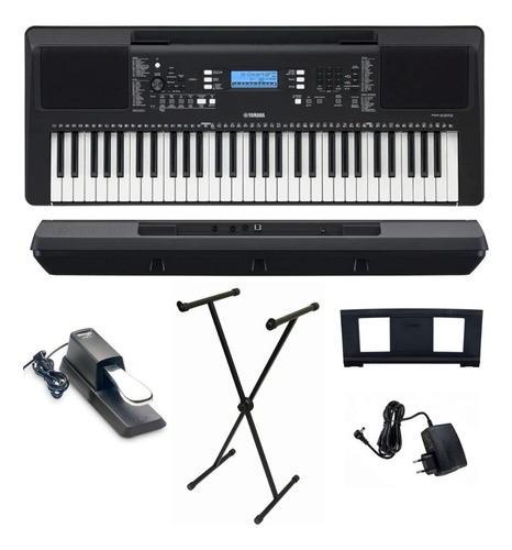 Teclado Yamaha Psr-e373 + Pedal Sustain Suporte Fonte