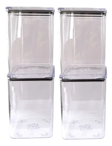 Kit 4 Potes Hermético 1,1 Litro Armazenar Alimento Organizar