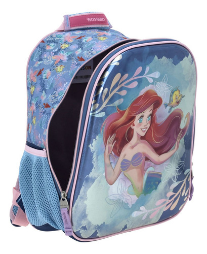 Mochila Princesas Ariel Agry Kinder Backpack Pr70756-9 Color Azul Diseño De La Tela Sirenita