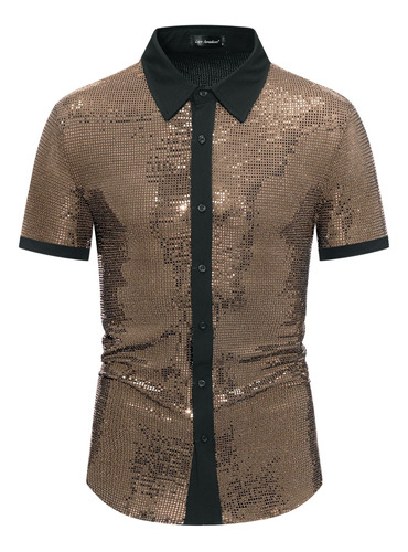 Shiny Patchwork Sark Camisa De Manga Corta Para Hombre