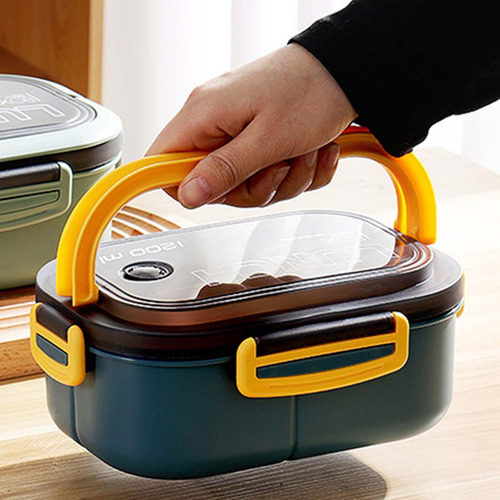 Bento Box Lunch Container 2 Capas 3 Compartimentos Fácil De