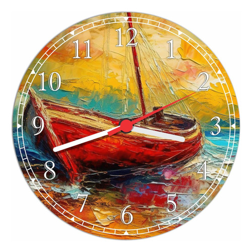 Relógio De Parede Para Cozinhas Abstrato Barco Colorido Mar